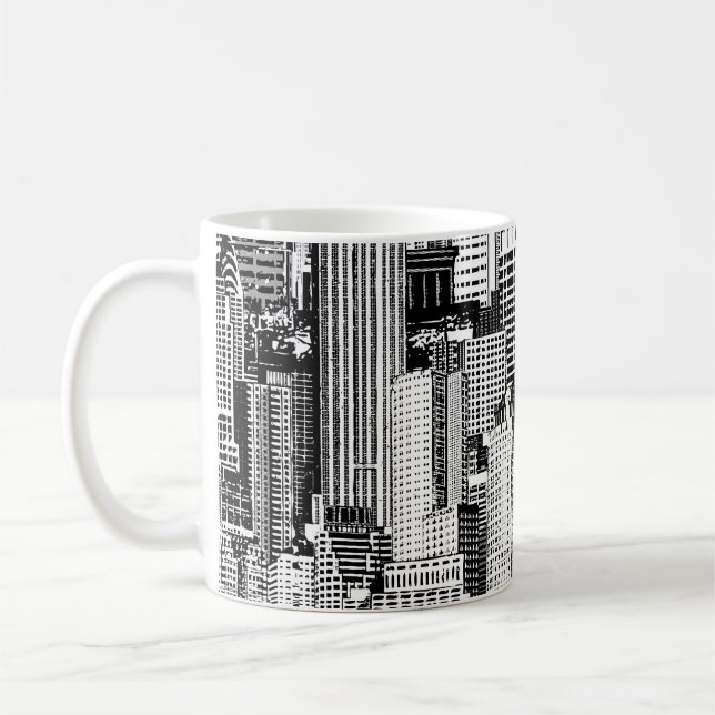 Skyscraper City Isometric Seamless Struktur Kaffemugg (Vänster)