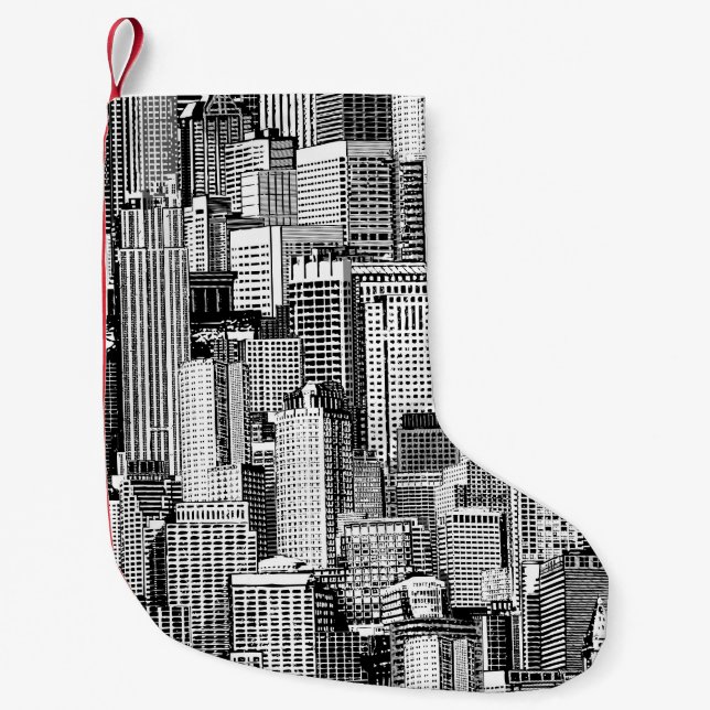 Skyscraper City Isometric Seamless Struktur Liten Julstrumpa (Framsidan)