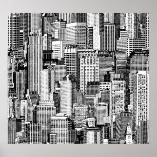 Skyscraper City Isometric Seamless Struktur Poster