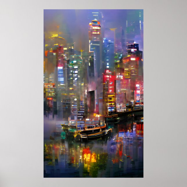 Skyscraper - Färgfärg på Abstrakt Poster (Framsidan)