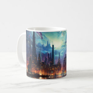 Skyscraper för Cosmic Futuristiska Metropolis Kaffemugg