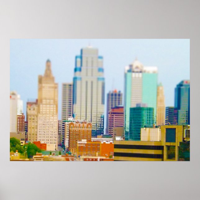 Skyscraper High Stiga upp Downtown Kansas City Sky Poster (Framsidan)