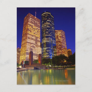 Skyscraper i centrala Houston som återspeglas i Vykort