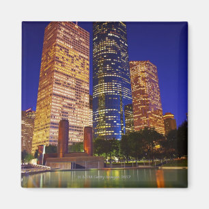 Skyscraper i i stadens centrum Houston reflekterad Magnet