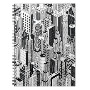 Skyscraper illustration av stad, isometrisk sömlös anteckningsbok