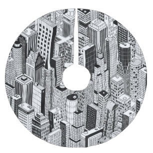 Skyscraper illustration av stad, isometrisk sömlös julgransmatta borstad polyester