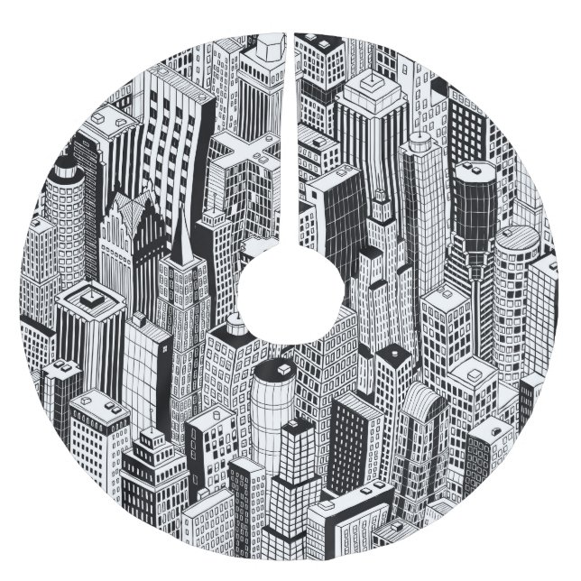Skyscraper illustration av stad, isometrisk sömlös julgransmatta borstad polyester (Framsidan)