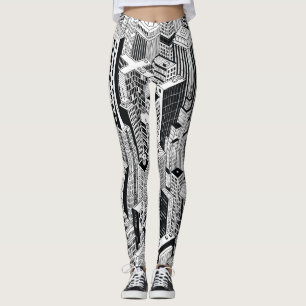 Skyscraper illustration av stad, isometrisk sömlös leggings