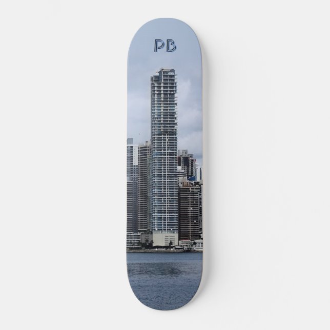Skyscraper utan initialer mini skateboard bräda 18,5 cm (Framsida)