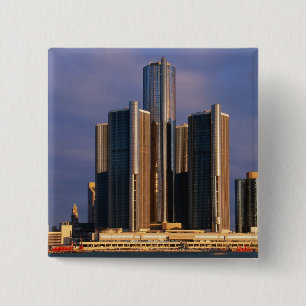 Skyscraper vid vatten i Detroit 3 Knapp