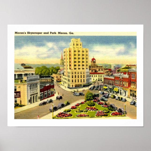 Skyscraper, Vintagen Macon Georgia Poster (Framsidan)