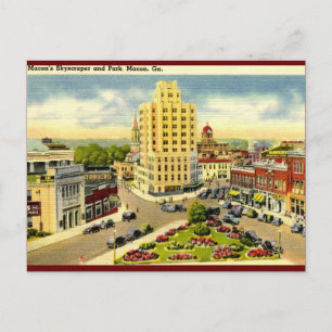 Skyscraper, Vintagen Macon Georgia Vykort