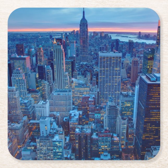Skyscraperna av Manhattan tändas Underlägg Papper Kvadrat (Framsidan)