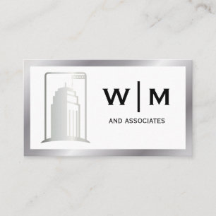 Skyscrapernas Logotyp METALL GRÄNS Monogram Visitkort