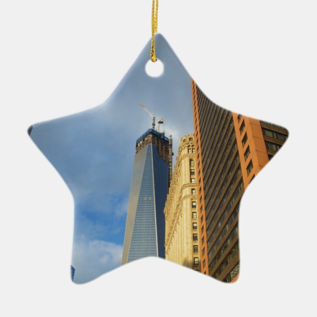 Skyskrapa Reflektioner av New York Julgransprydnad Keramik (Framsidan)
