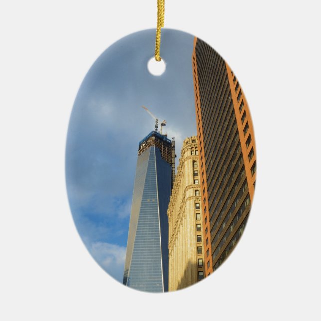 Skyskrapa Reflektioner av New York Julgransprydnad Keramik (Framsidan)