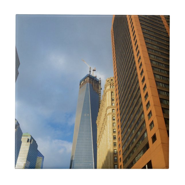 Skyskrapa Reflektioner av New York Kakelplatta (Framsidan)
