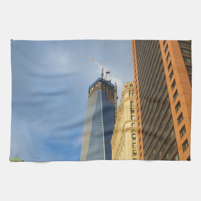 Skyskrapa Reflektioner av New York Kökshandduk (Horisontell)