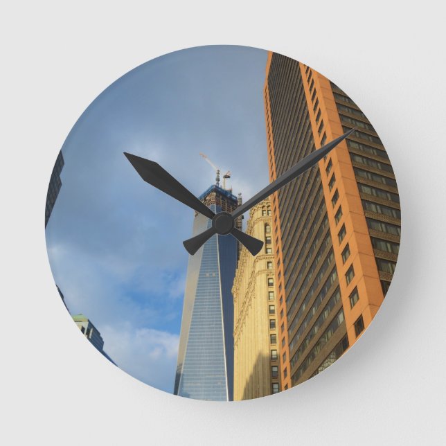 Skyskrapa Reflektioner av New York Rund Klocka (Framsida)