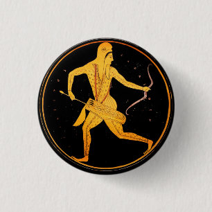 SKYTHIAN ARCHER Tondo Grekiska Attiska röda Figur Knapp