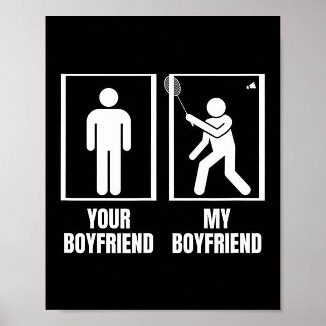 Skytte din Boyvän min Boykompis Funny Dminton Poster (Framsidan)