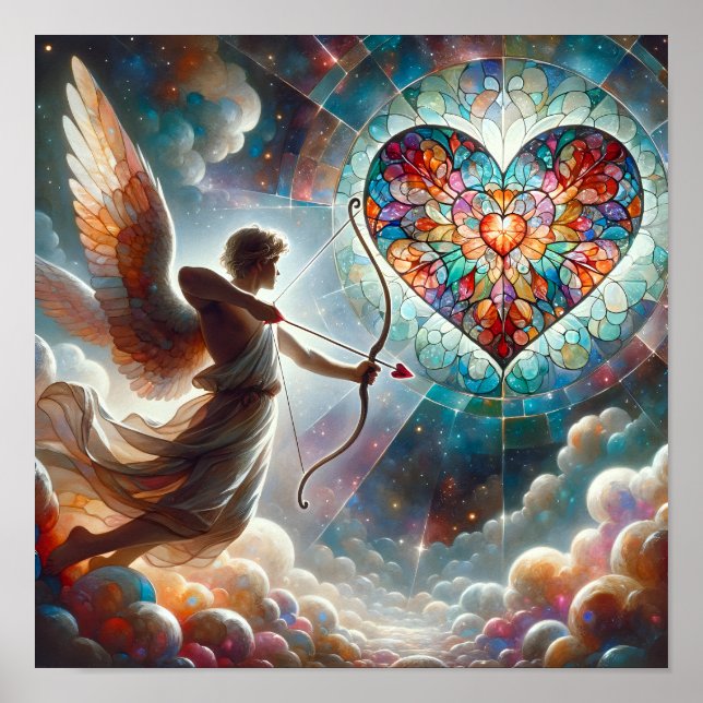 Skytten av hans pil vid ett fastnat glashjärta poster (Framsidan)