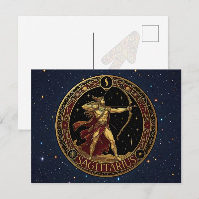 Skytten Bågskytt Zodiakssymbol för honom Vykort (Fram/baksida)