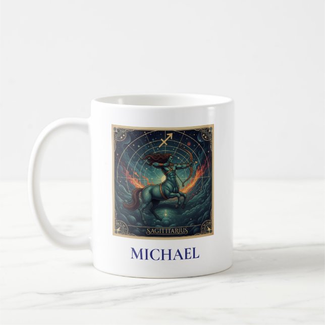Skytten Blå Celestiala Zodiaken Kaffemugg (Vänster)