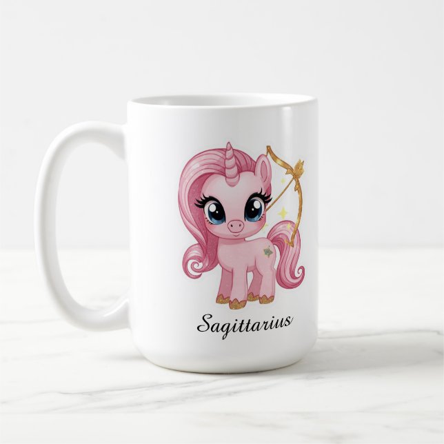 Skytten Celestial Zodiac Mugg-Rosa Blommig Pil Kaffemugg (Vänster)