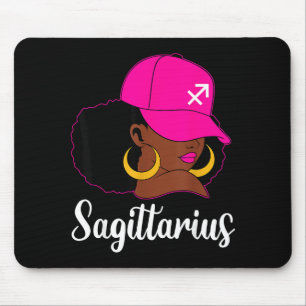 Skytten Svart Tjej Rosa Keps Zodiakus Födelsedag A Musmatta