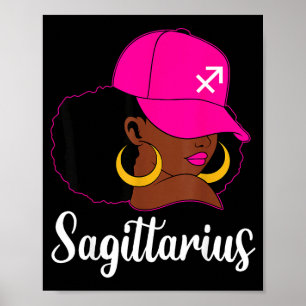Skytten Svart Tjej Rosa Keps Zodiakus Födelsedag A Poster
