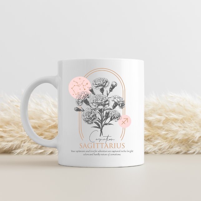 Skytten Zodiac Blommig Nejlikastrologi  Kaffemugg (Carnation birth month flower mug)
