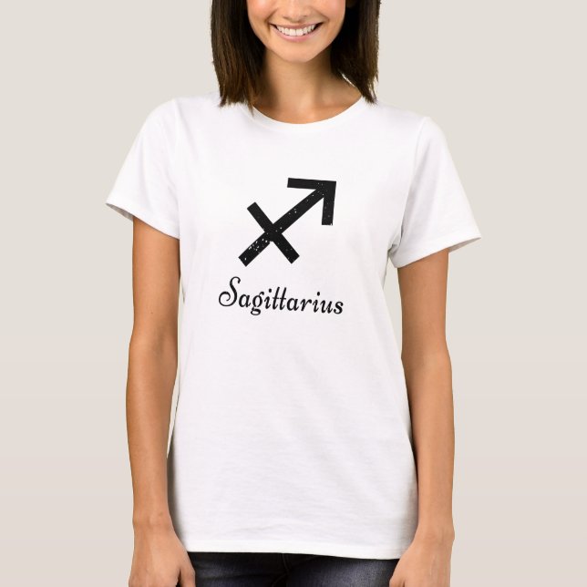 Skytten Zodiac Logotyp Svart T Shirt (Framsida)