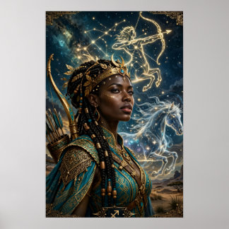Skytten Zodiak Afrikansk Drottning Affisch