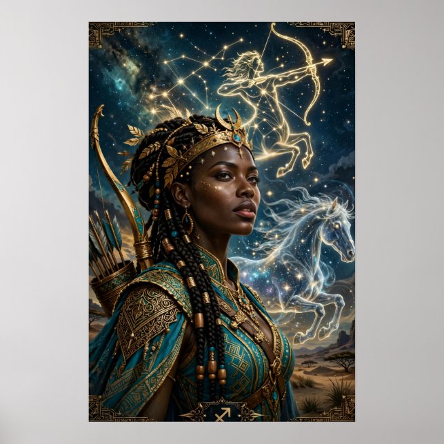 Skytten Zodiak Afrikansk Drottning Affisch (Framsidan)