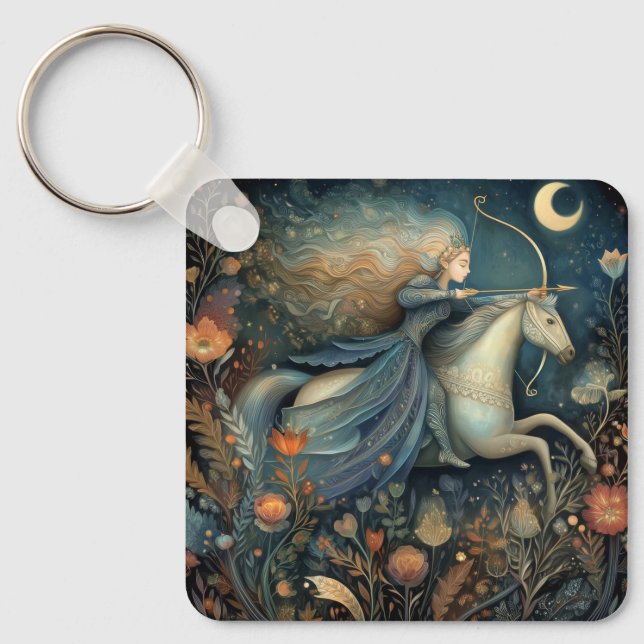 Skytten Zodiak Astrologi Celestial Födelsedag Nyckelring (Framsida)