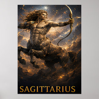 Skytten Zodiak Bågskytt Celestial Astrologi Symbol Poster