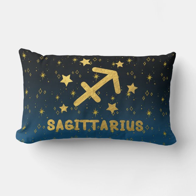 Skytten Zodiak Blå och Guld Lumbalpåse Lumbarkudde (Framsida)