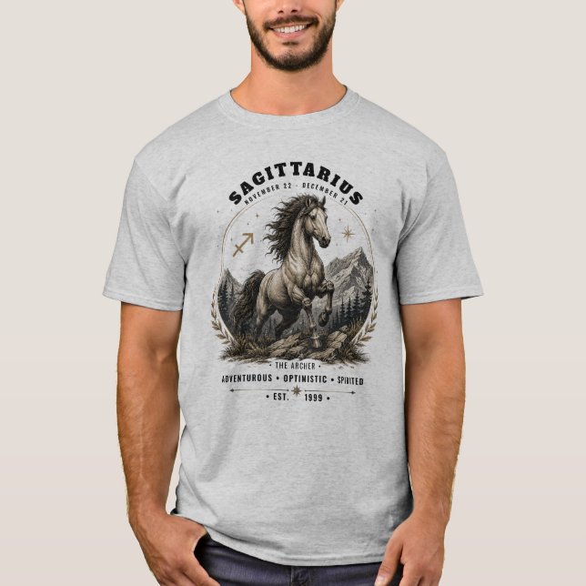 Skytten Zodiak Hästen Herr T-Shirt (Framsida)