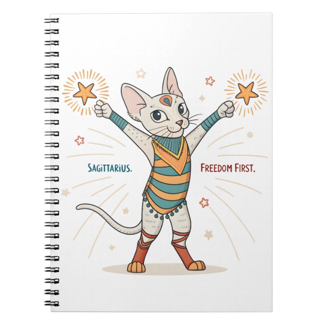 Skytten Zodiak Katt Frihet Först Konst Anteckningsbok (Framsidan)