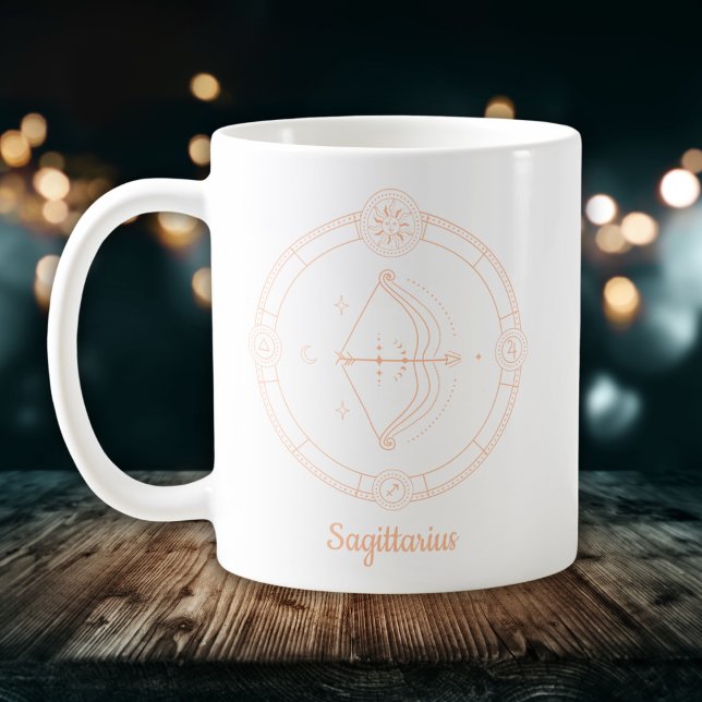 Skytten Zodiak Linje Konst Vit Persika Kaffemugg (Skapare uppladdad)