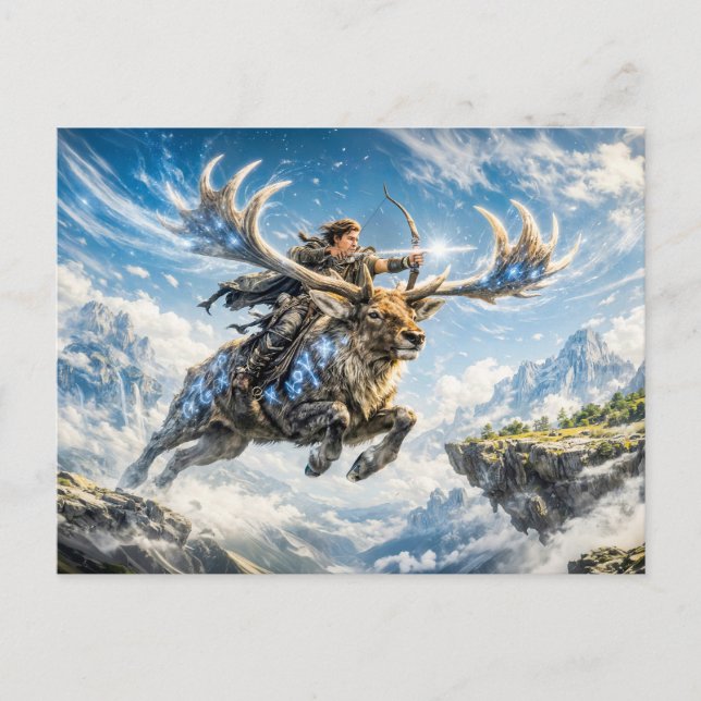 Skytten Zodiak med Krigare Ridande en Majestätisk  Vykort (Framsida)