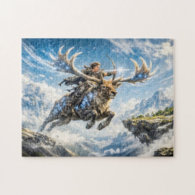 Skytten Zodiak med krigare som rider en majestätis Pussel (Horisontell)
