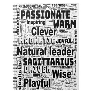 Skytten Zodiak Word Cloud Inspiration Anteckningsbok