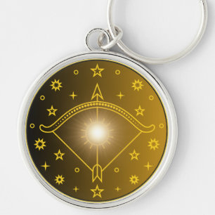 Skytten Zodiakemblem Minimalt Celest Symbol Rund Silverfärgad Nyckelring