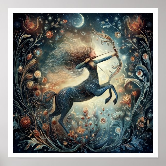 Skytten Zodiakens Födelsesign Astrologi Celestial Poster (Framsidan)