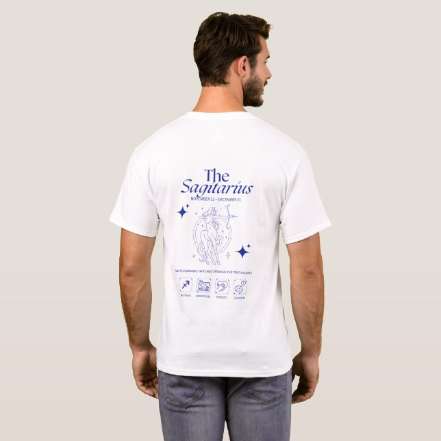Skytten Zodiakskytt Astrologi Linjekonst T Shirt (Hel baksida)