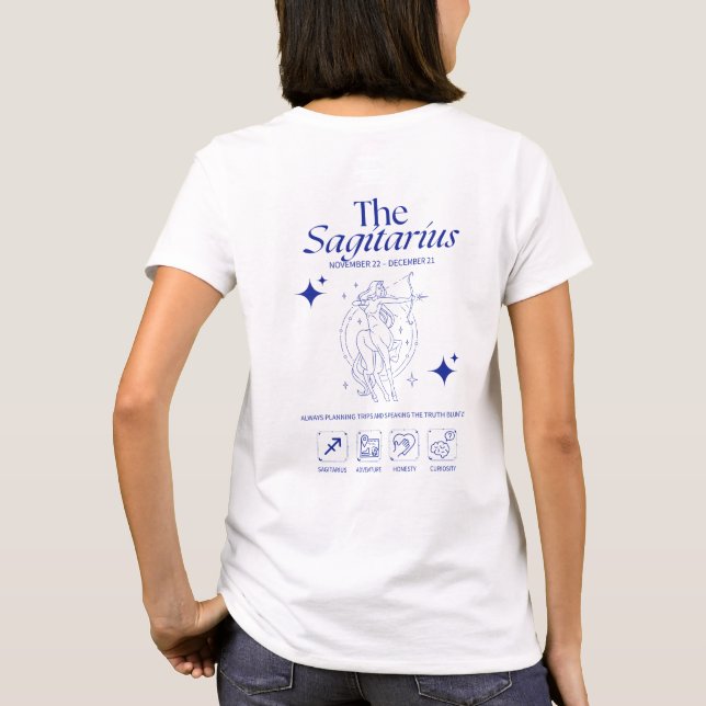 Skytten Zodiakskytten Astrologi Linjekonst T Shirt (Baksida)