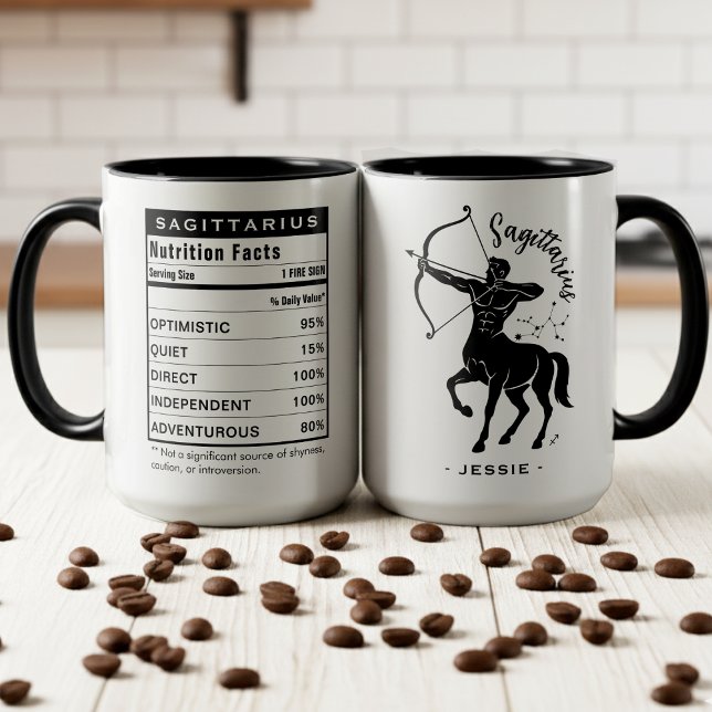 Skytten Zodiakstecken Astrologi Näringsfakta Mugg (Sagittarius Zodiac Sign Astrology Nutrition Facts Mug
)