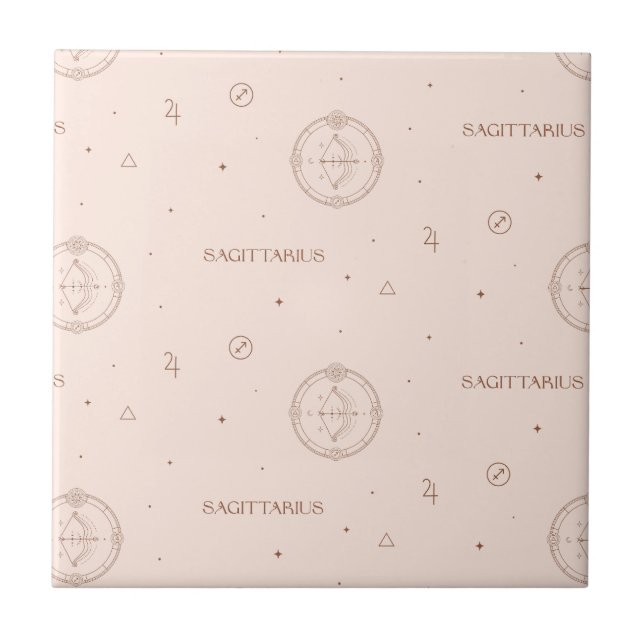 Skytten Zodiakusmönster i brunt och vinrött Kakelplatta (Framsidan)